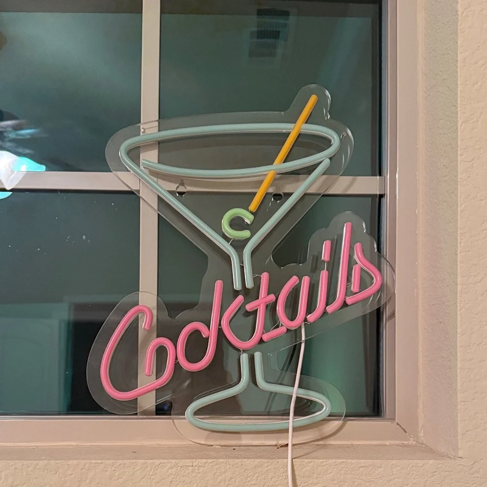 Amazon Neon Cocktails LED Sign - Pink, Blue & Yellow